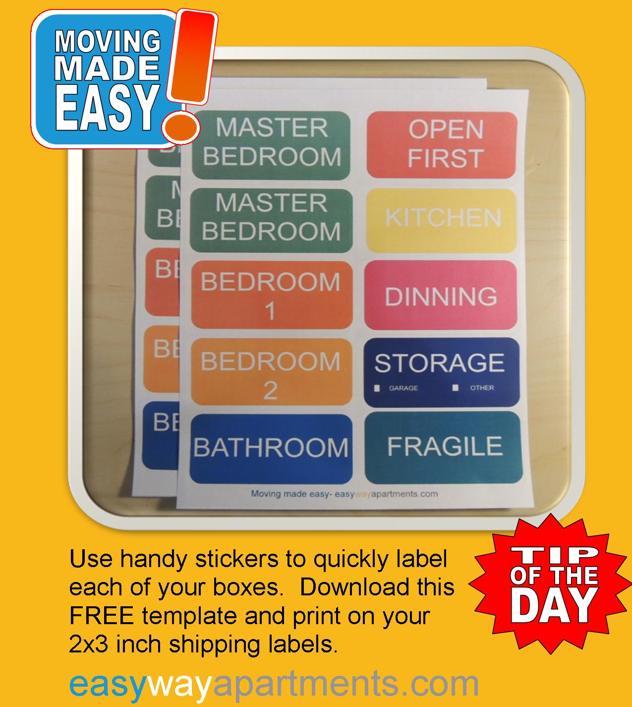 Free Stickers to Make Labeling Your Moving Boxes Quick and Easy Regarding Moving Box Label Template